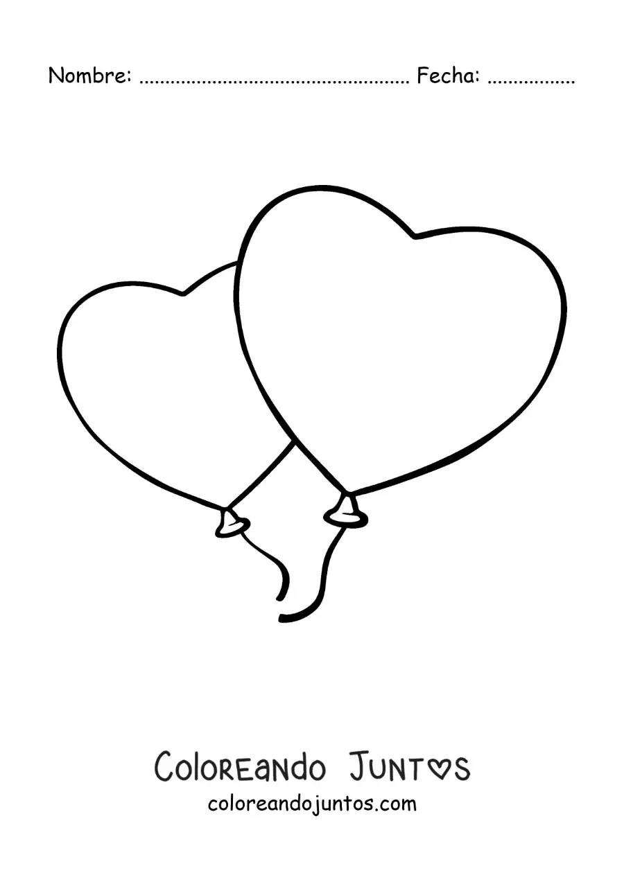 Imagen para colorear de 2 globos de corazones juntos