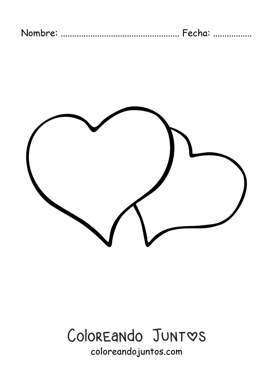 Imagen para colorear de dos corazones grandes y bonitos