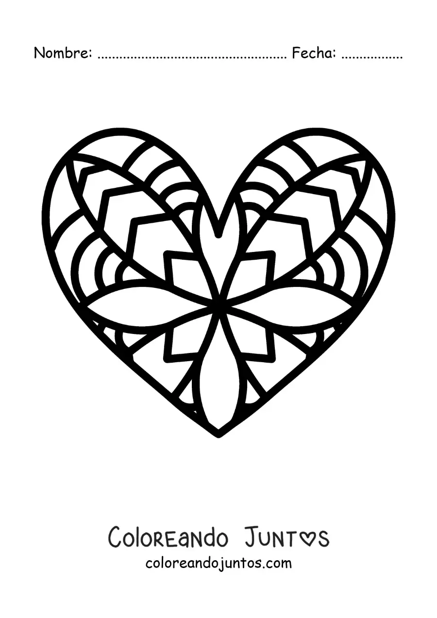 Imagen para colorear de mandala de corazón