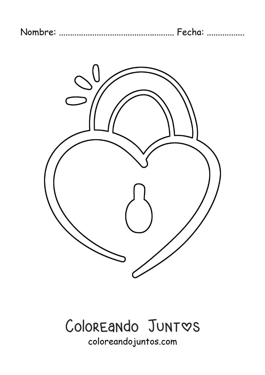 Imagen para colorear de candado con forma de corazón simple