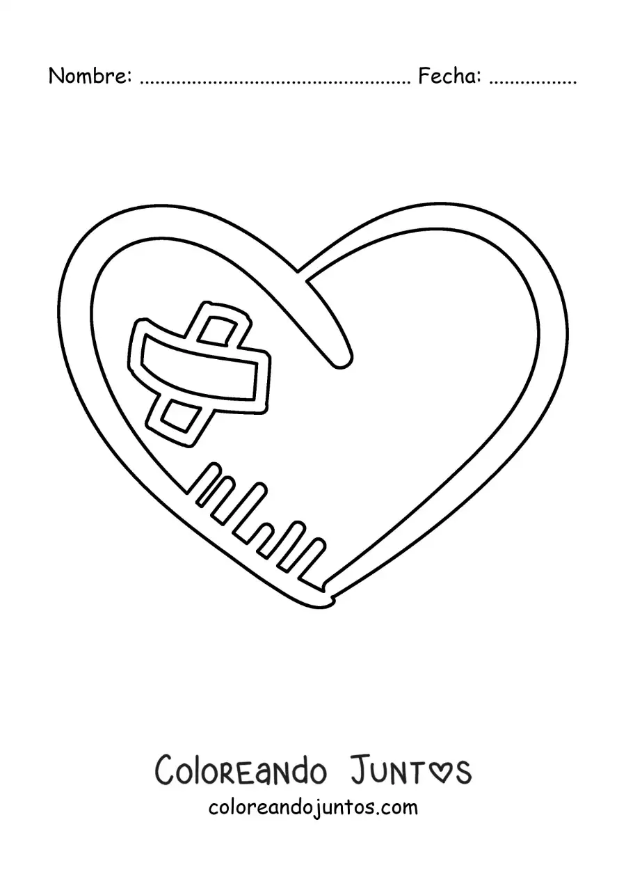 Imagen para colorear de corazón herido