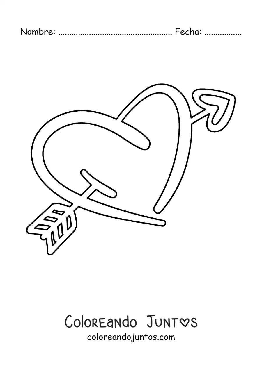Imagen para colorear de corazón con flecha