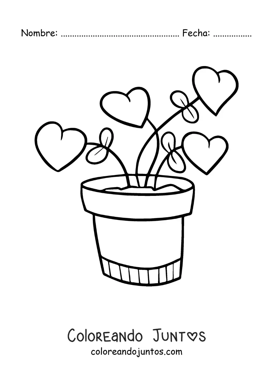 Imagen para colorear de planta con corazones