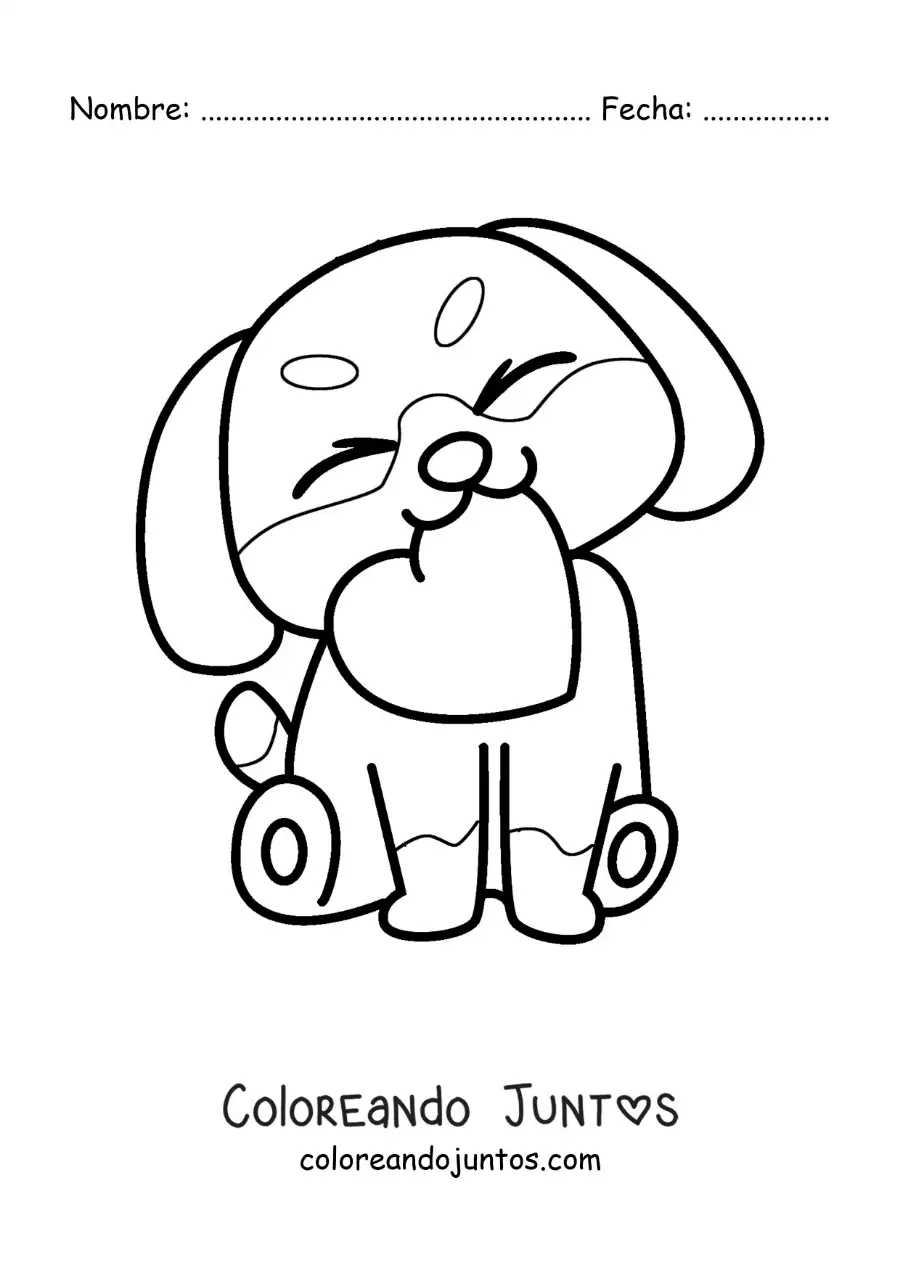 Imagen para colorear de tierno perrito sosteniendo un corazón