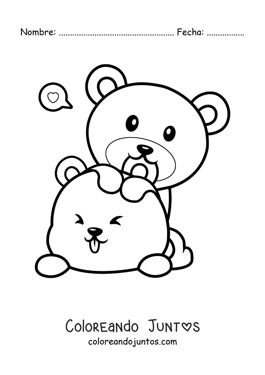 Imagen para colorear de pareja de osos enamorados jugando