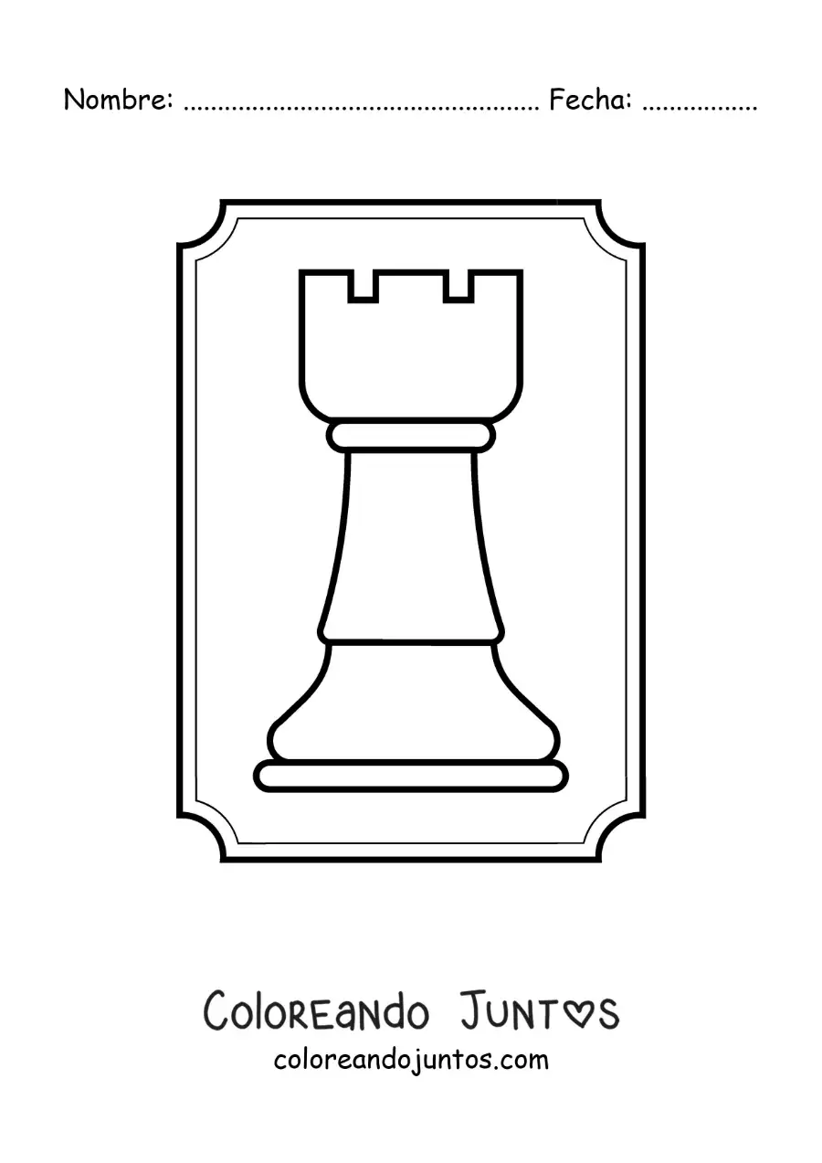 Imagen para colorear de pieza de la torre de ajedrez