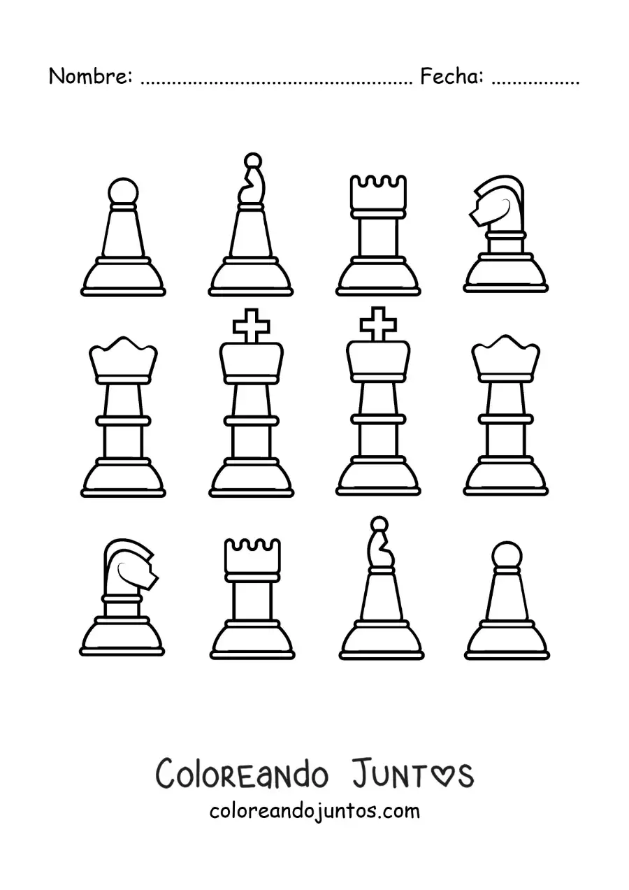 Imagen para colorear de piezas de ajedrez