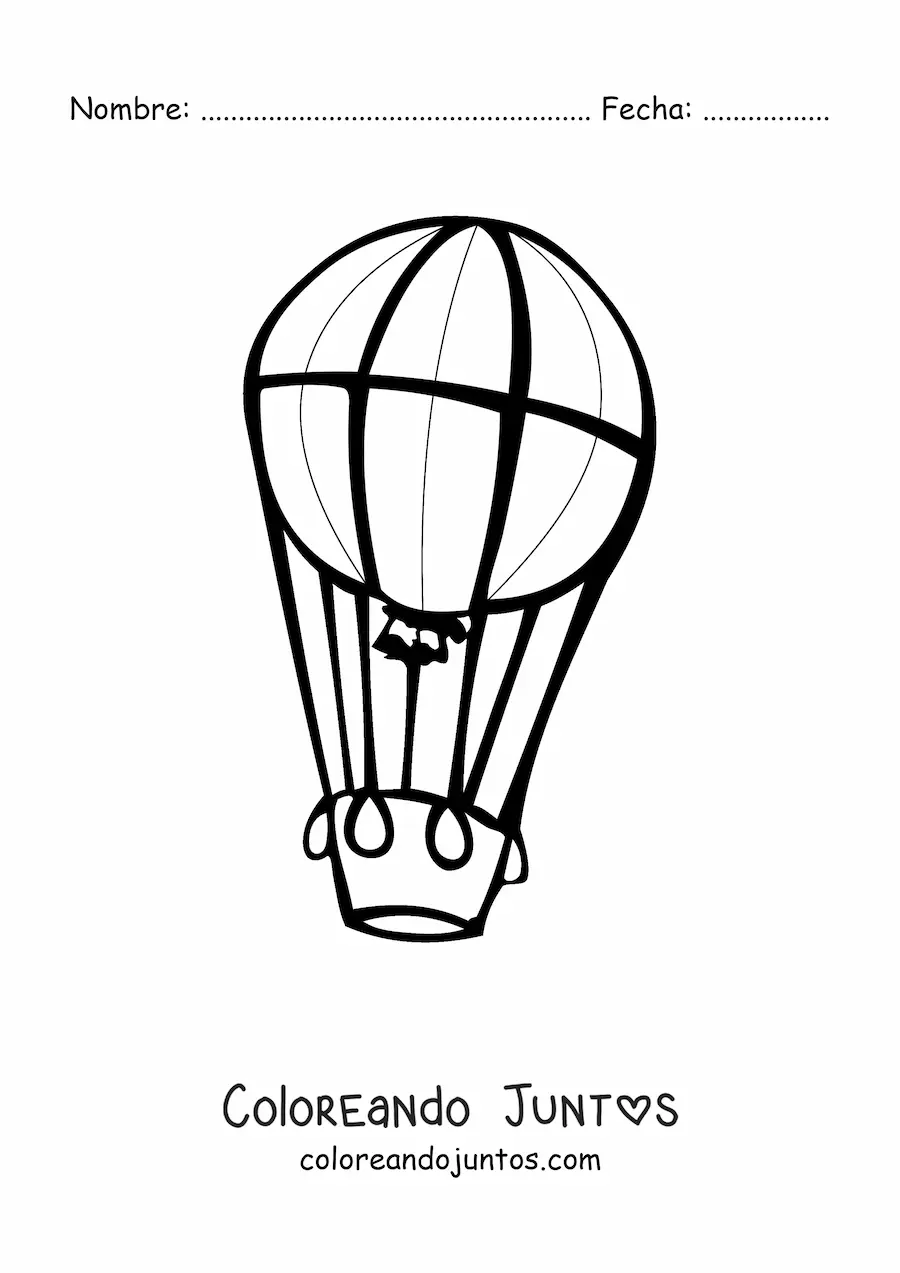 Imagen para colorear de un globo aerostático en vuelo
