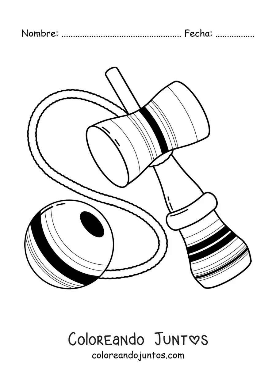 Imagen para colorear de kendama japonés