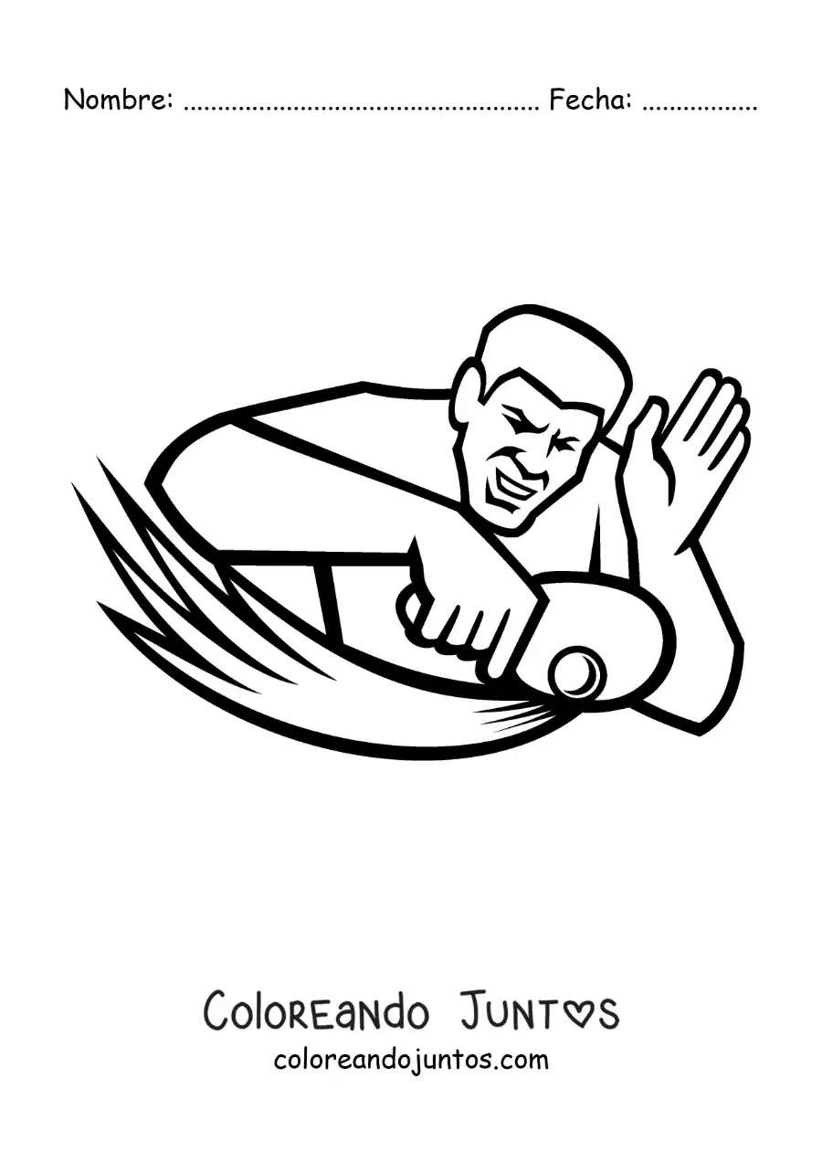 Imagen para colorear de un hombre jugando tenis de mesa