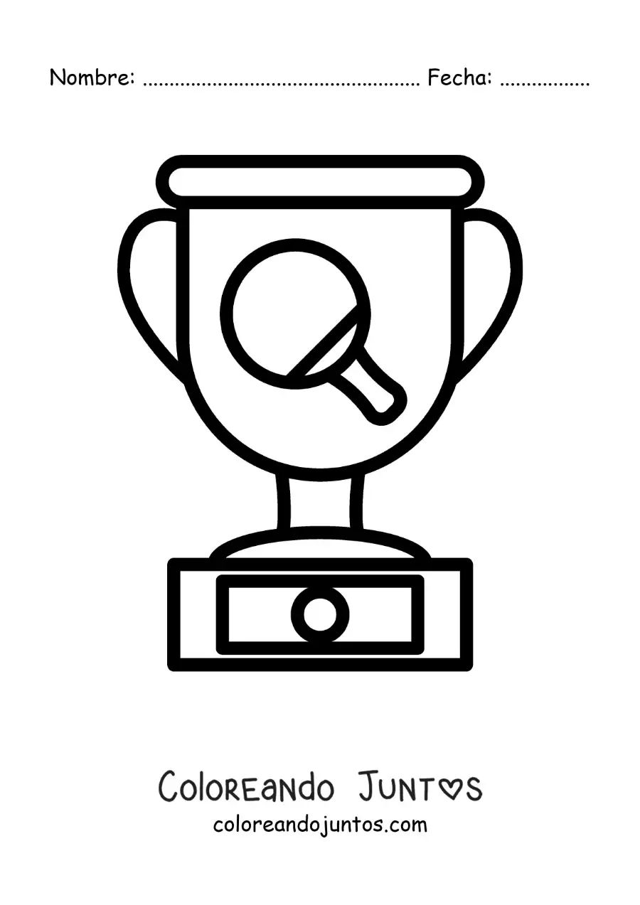 Imagen para colorear de trofeo de ping pong