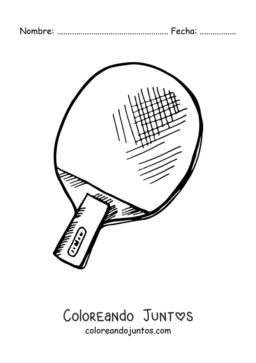 Imagen para colorear de paleta de tenis de mesa