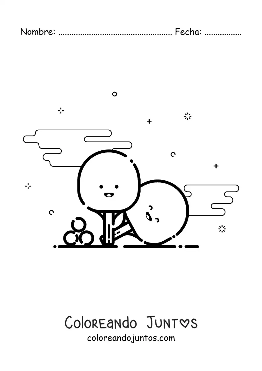 Imagen para colorear de paletas de ping pong animadas kawaii