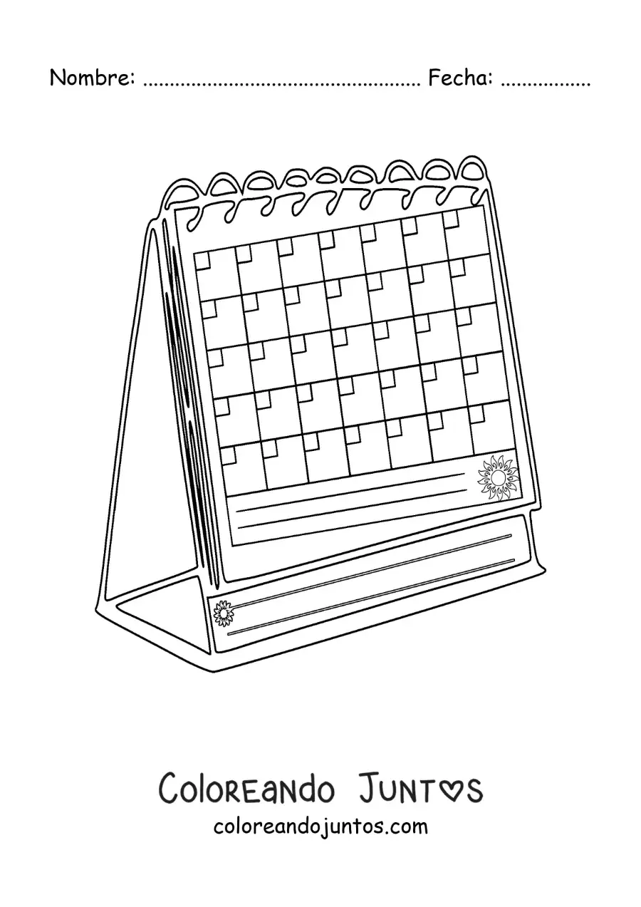 Imagen para colorear de un calendario de mesa