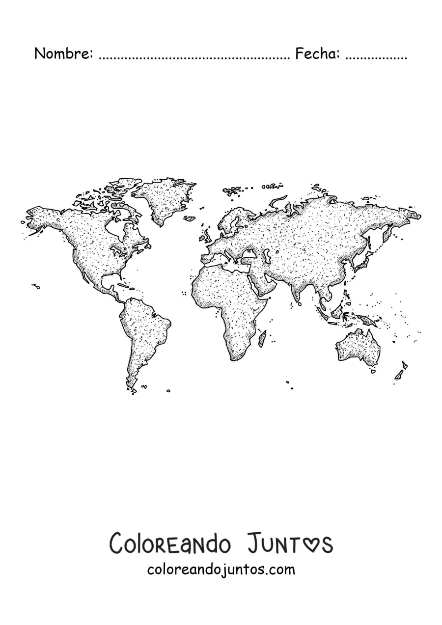 Imagen para colorear de mapa del mundo