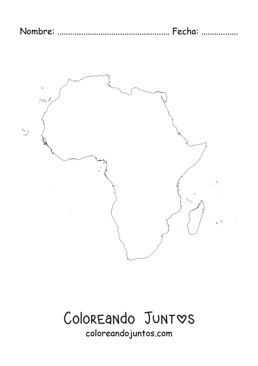 Imagen para colorear de mapa de África