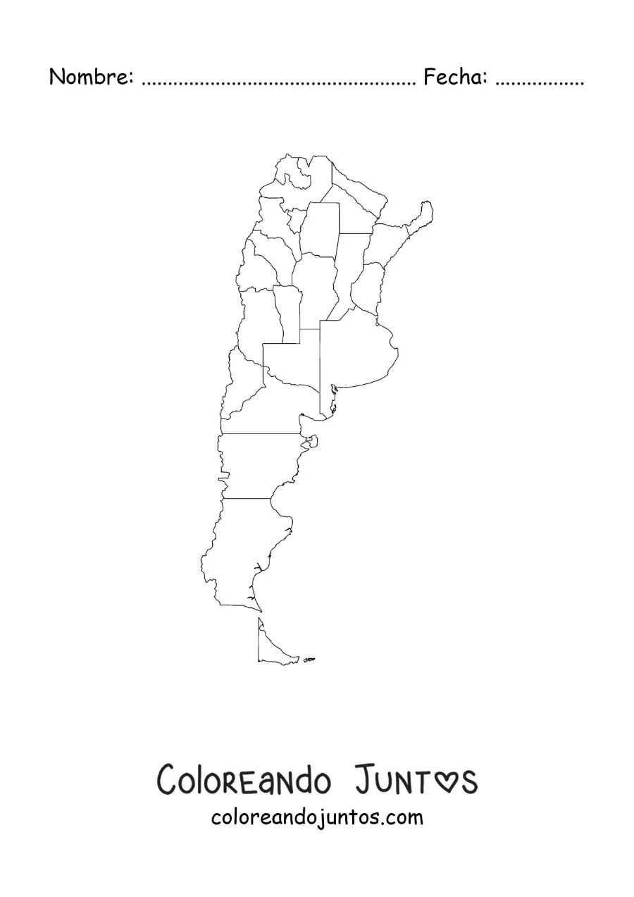Imagen para colorear de mapa político de Argentina