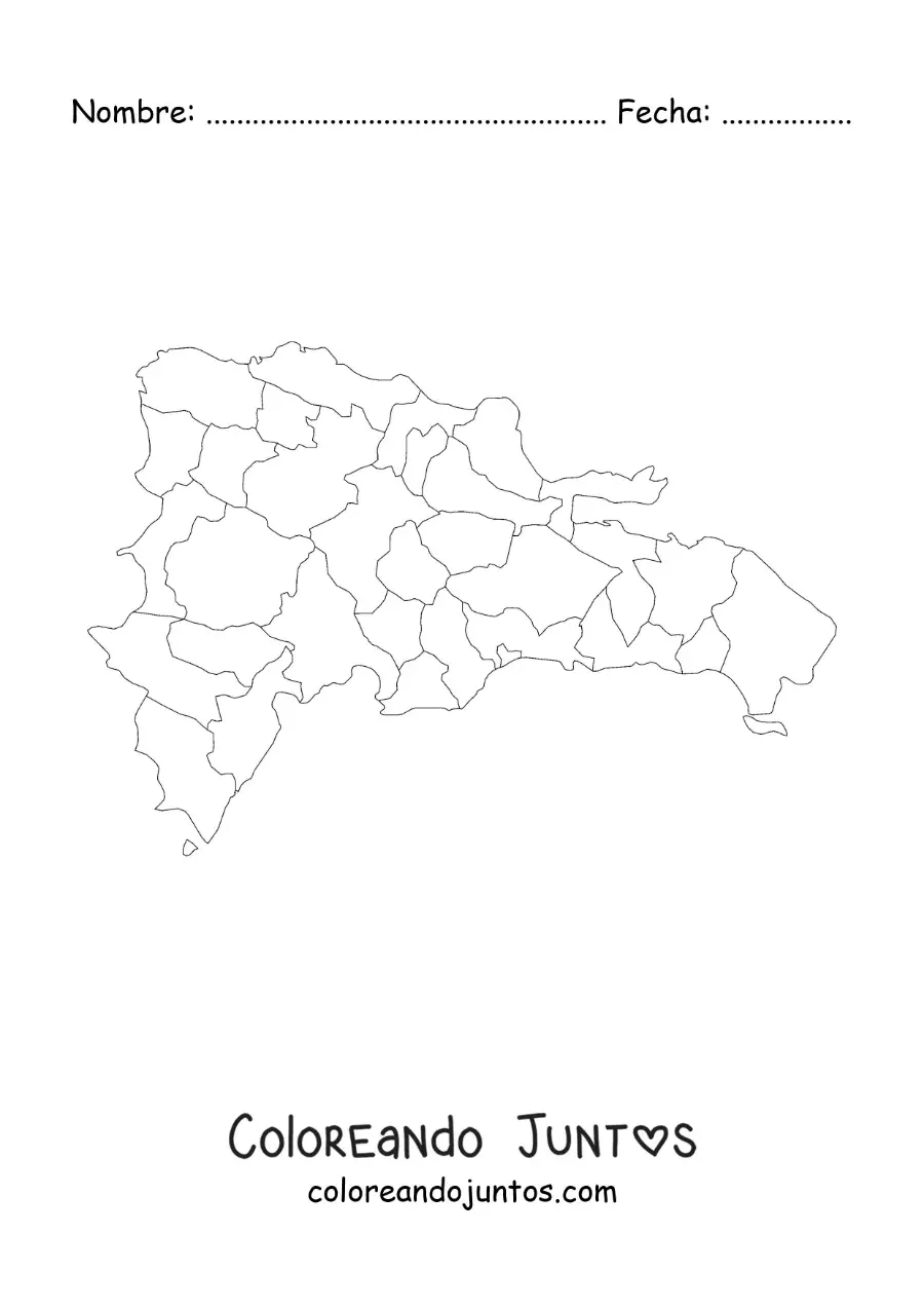 Imagen para colorear de mapa político de República Dominicana