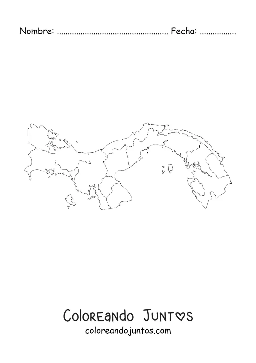 Imagen para colorear de mapa político de Panamá