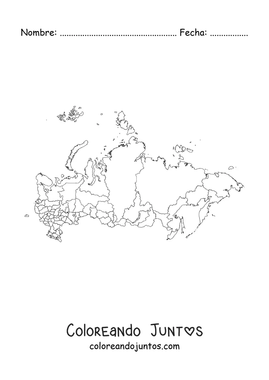 Imagen para colorear de mapa político de Rusia