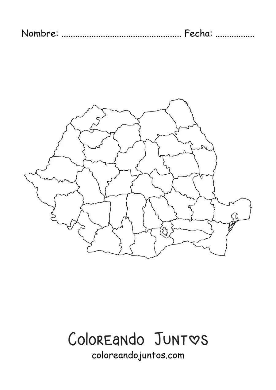 Imagen para colorear de mapa político de Rumania