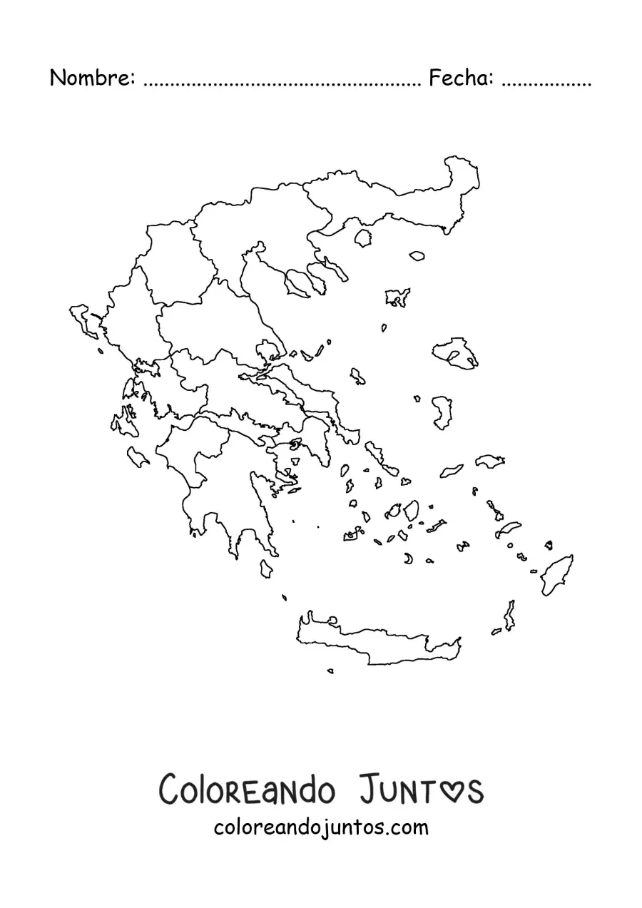 Imagen para colorear de mapa político de Grecia