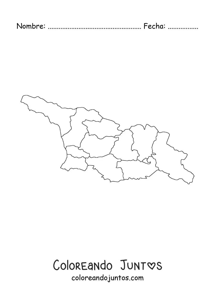 Imagen para colorear de mapa político de Georgia