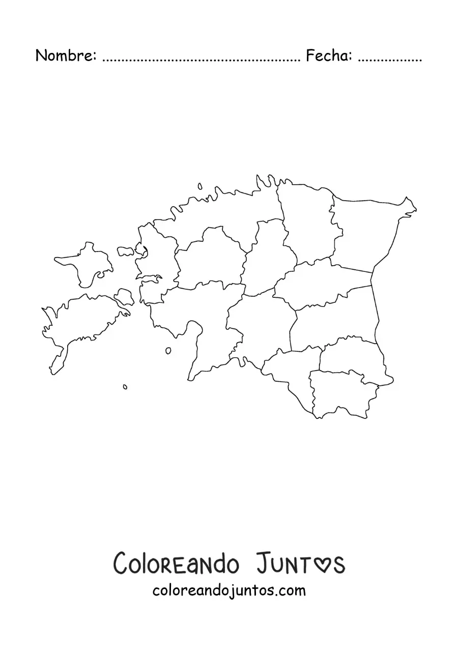 Imagen para colorear de mapa político de Estonia