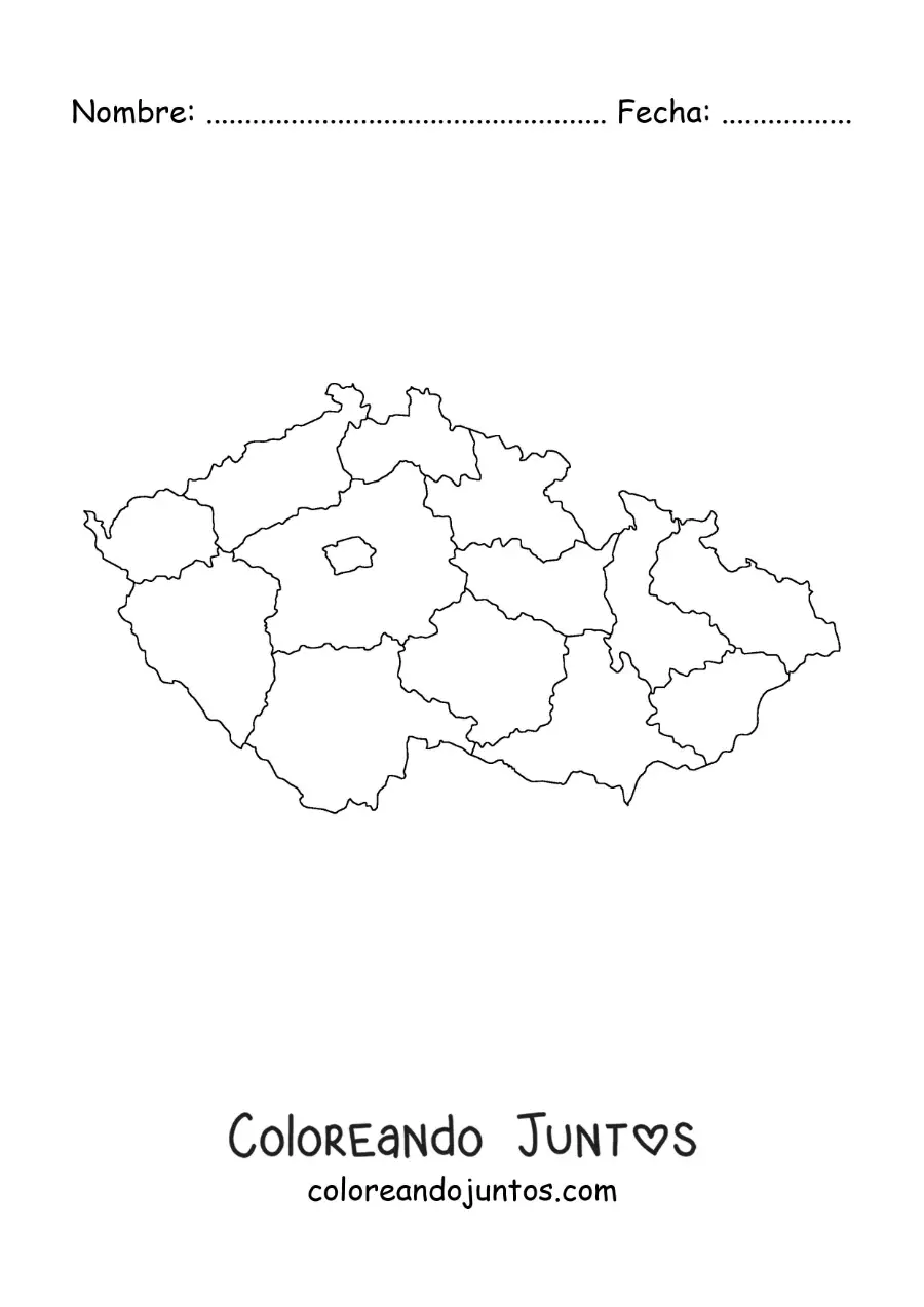 Imagen para colorear de mapa político de la República Checa