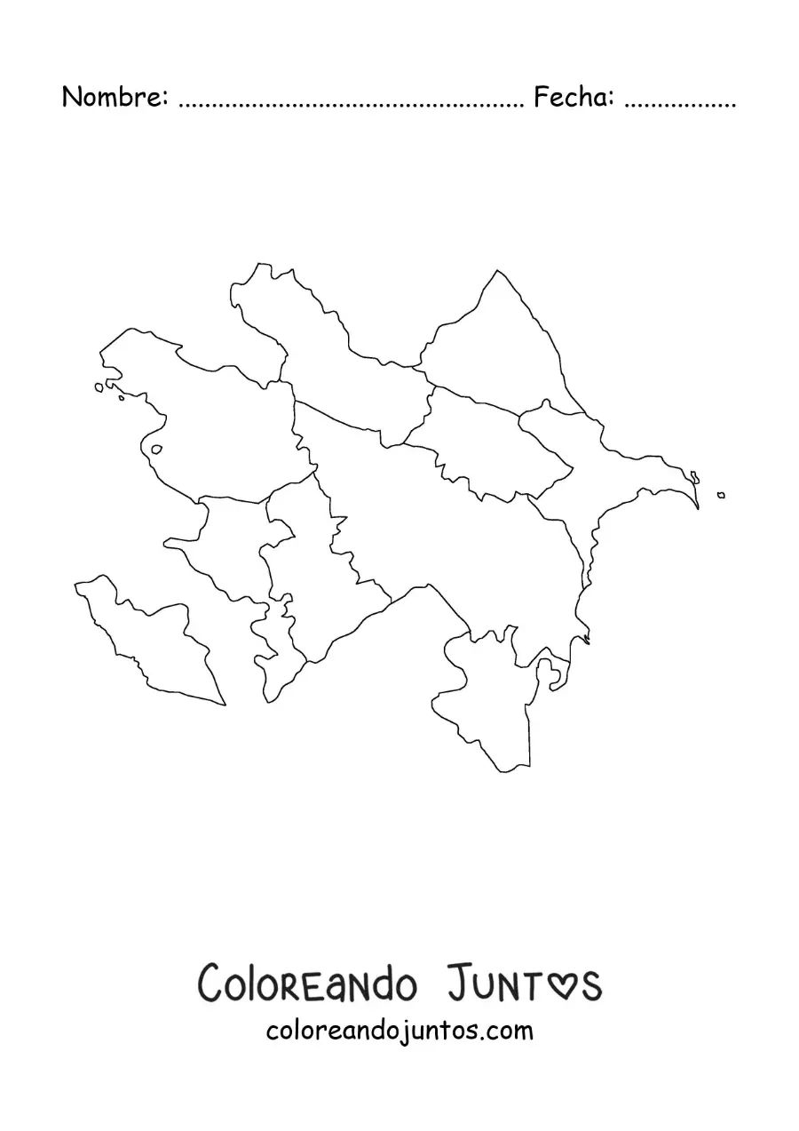 Imagen para colorear de mapa político de Azerbaiyán
