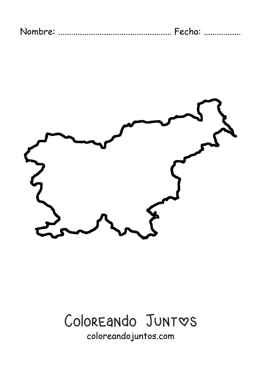 Imagen para colorear de mapa de Eslovenia