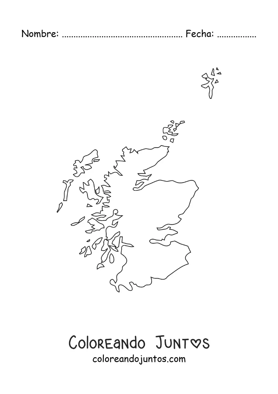 Imagen para colorear de mapa político de Escocia