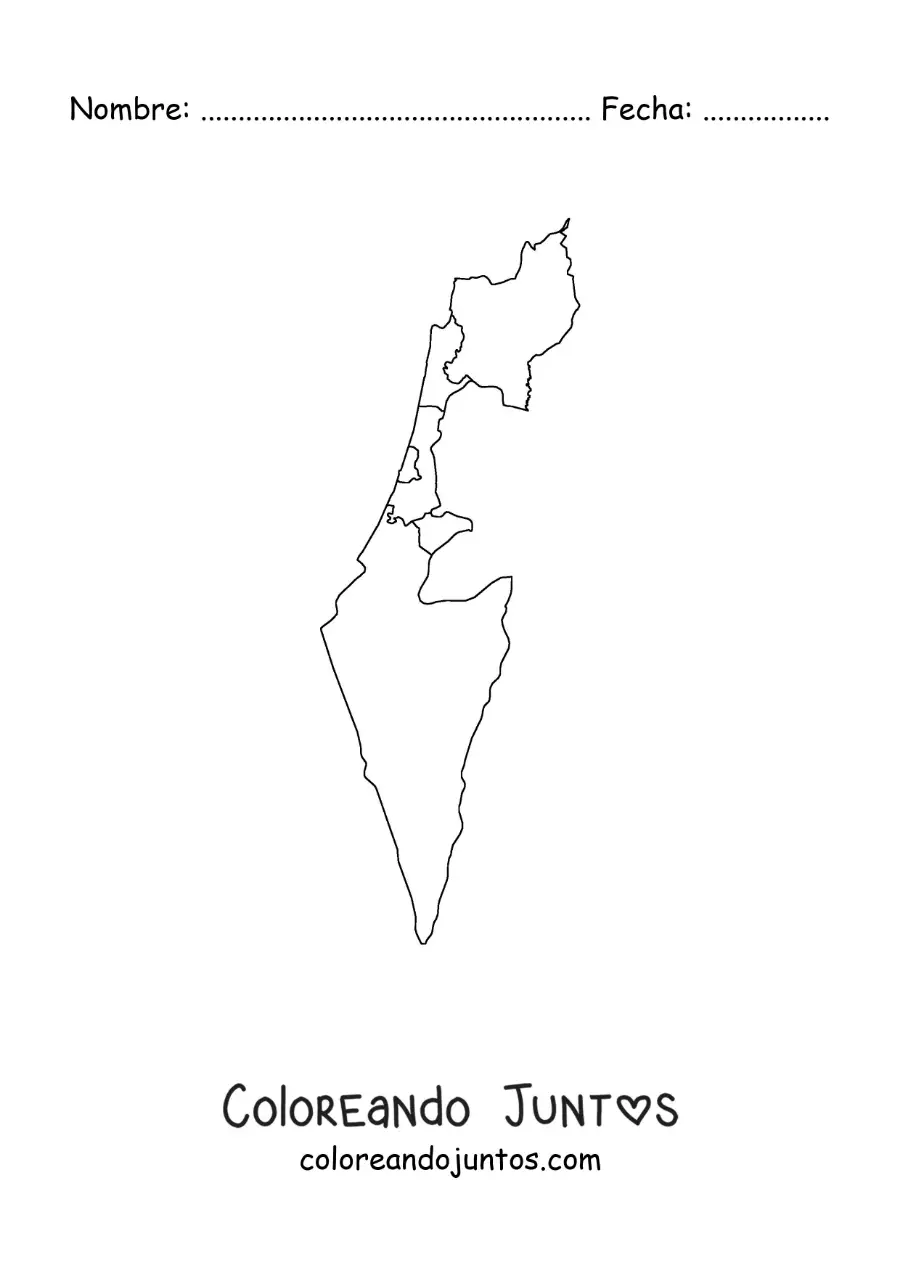 Imagen para colorear de mapa político de Israel