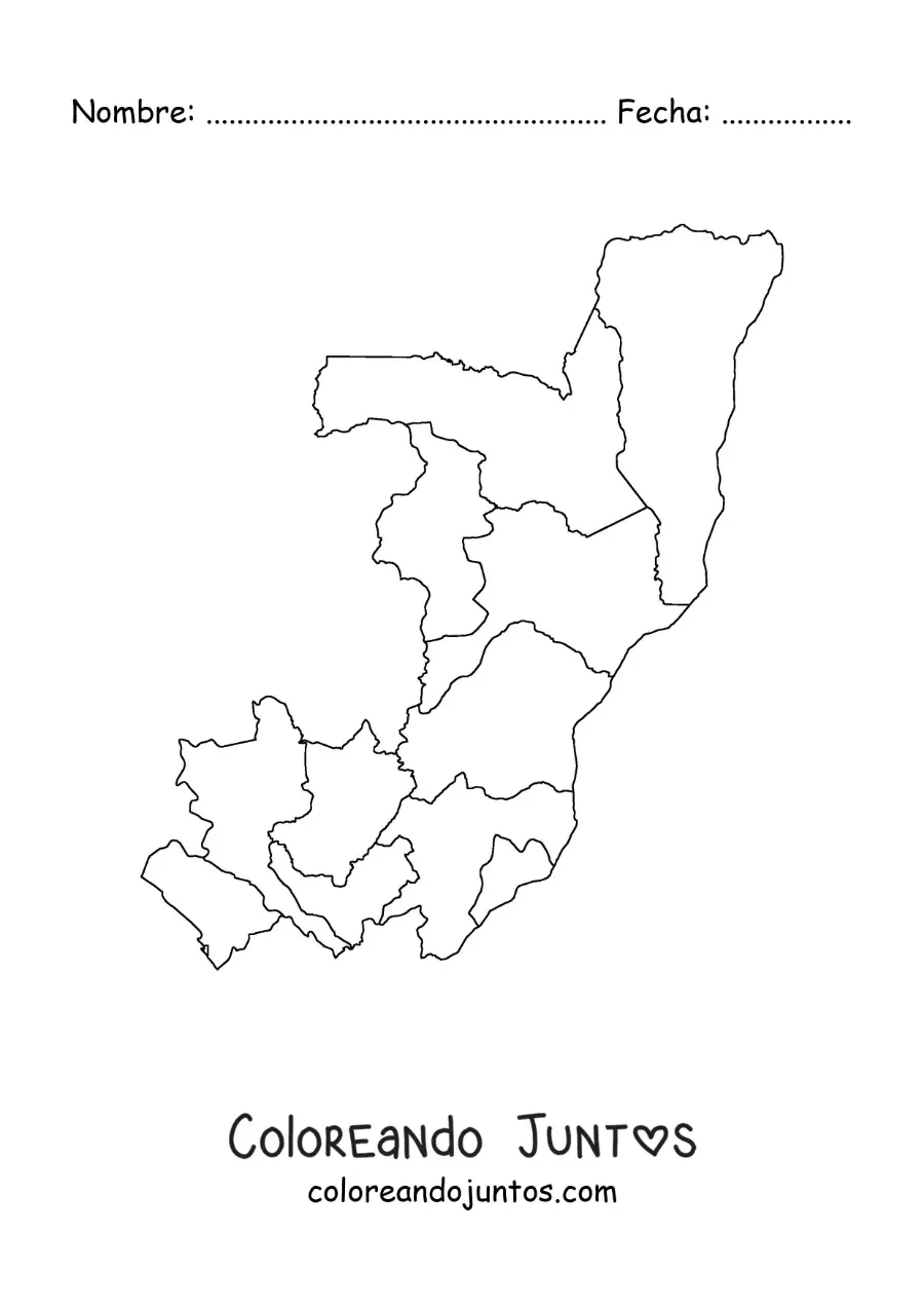 Imagen para colorear de mapa político del Congo
