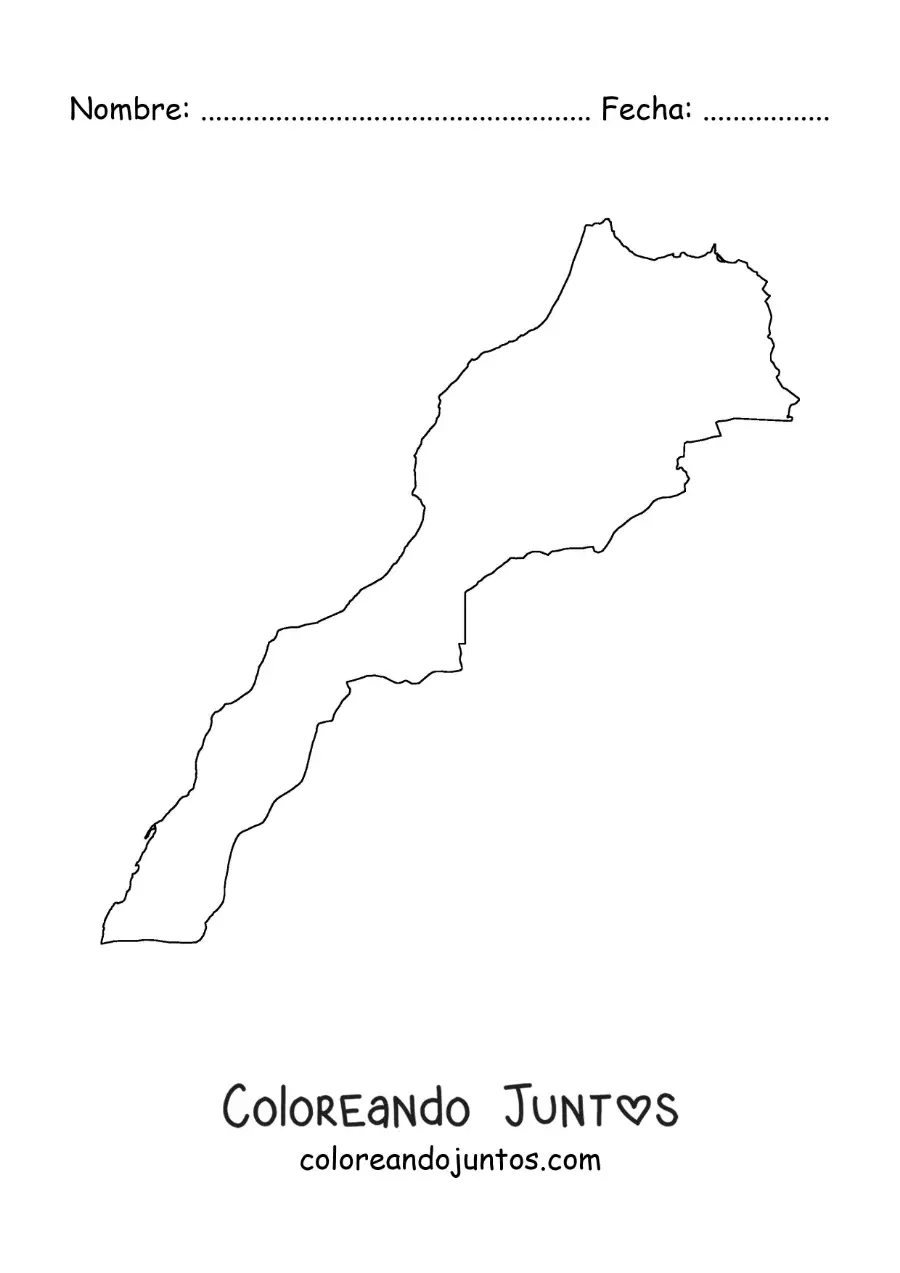 Imagen para colorear de mapa político de Marruecos