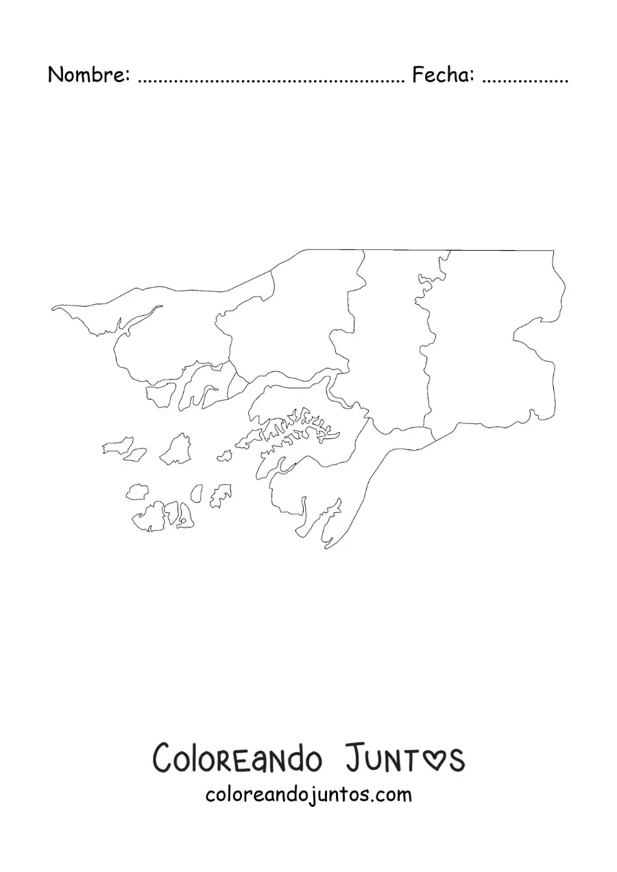 Imagen para colorear de mapa político de Guinea-Bisáu