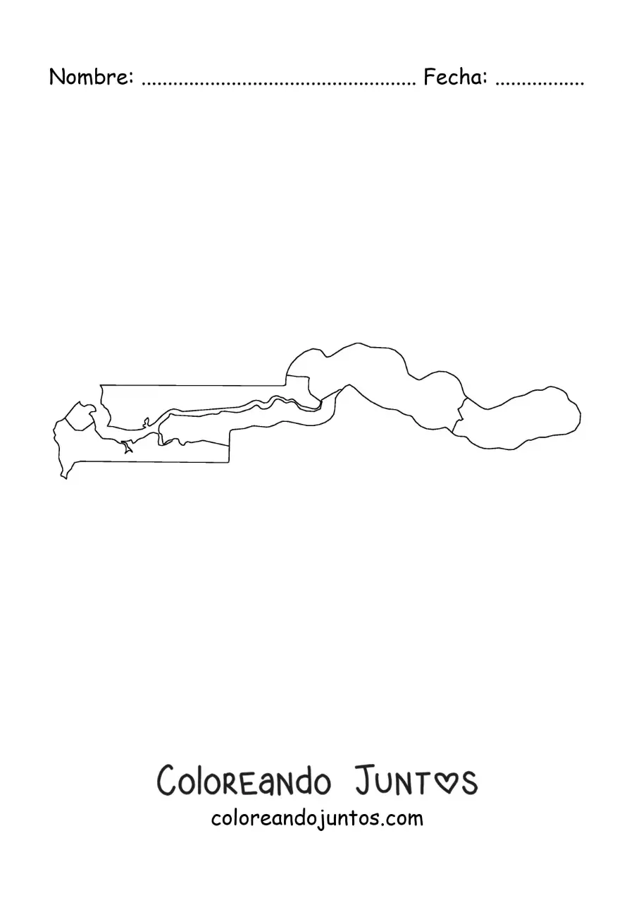 Imagen para colorear de mapa político de Gambia