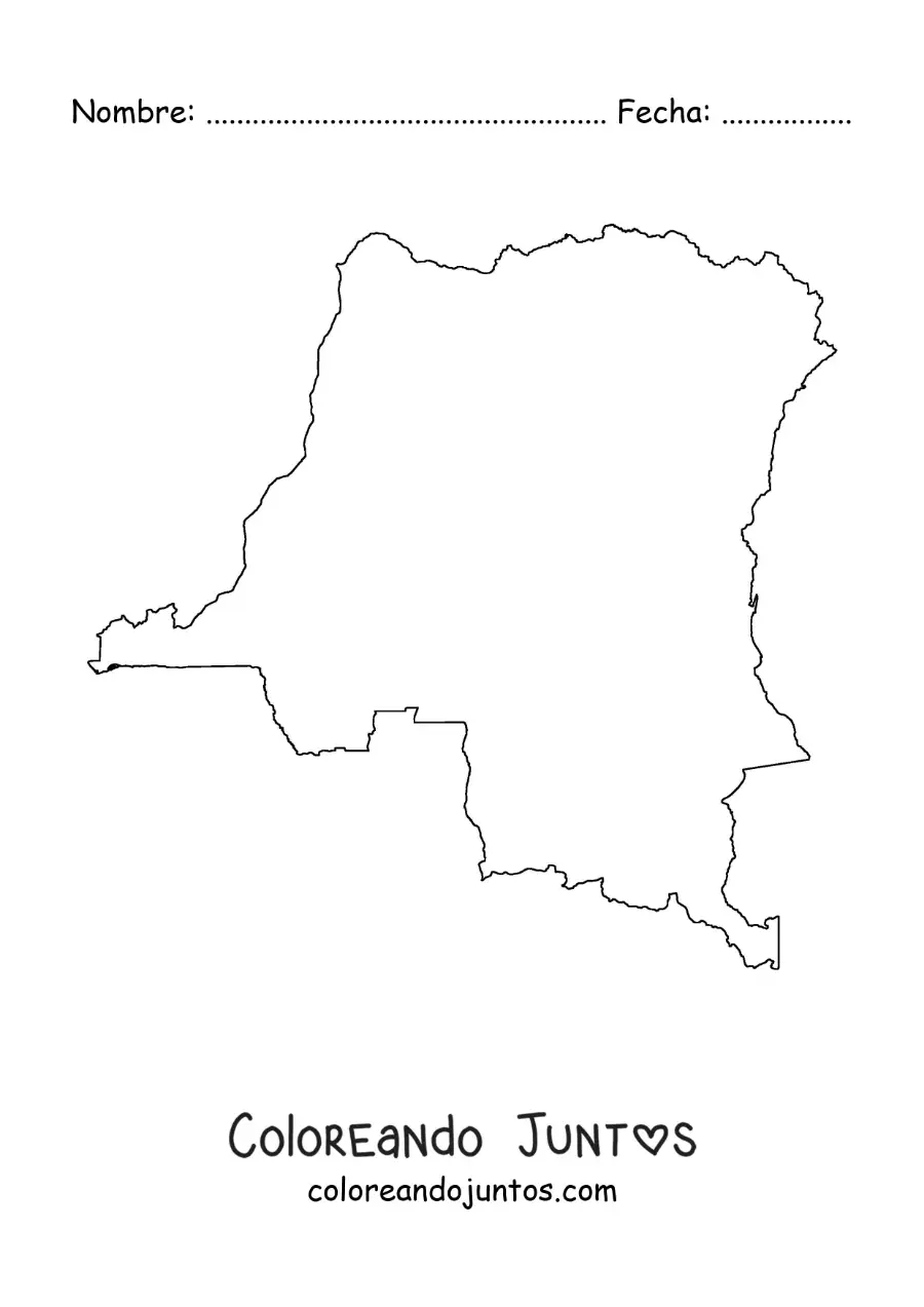 Imagen para colorear de mapa político de la República Democrática del Congo