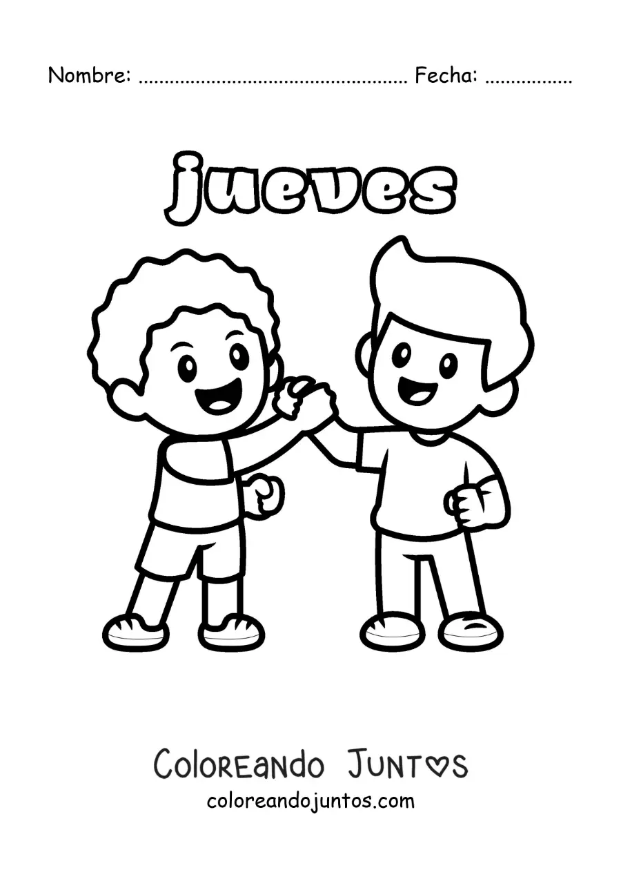 Imagen para colorear del día jueves dos amigos felices