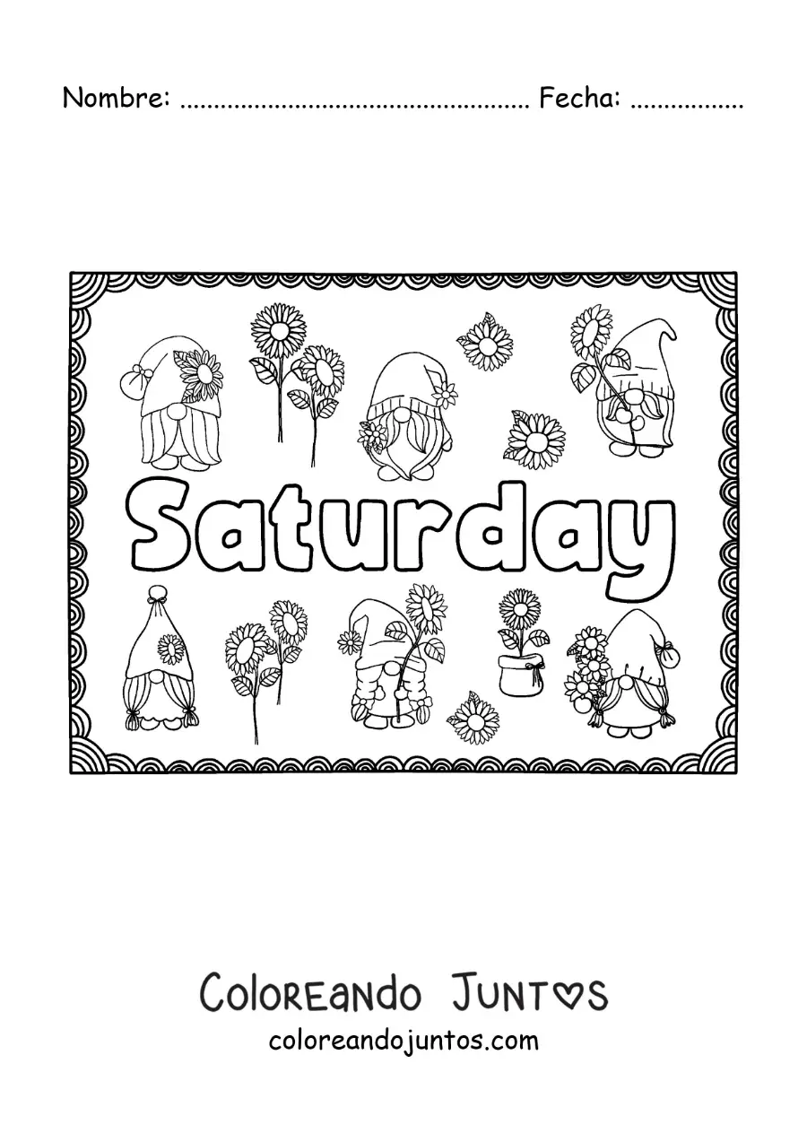 Imagen para colorear de cartel de saturday con dibujos animados