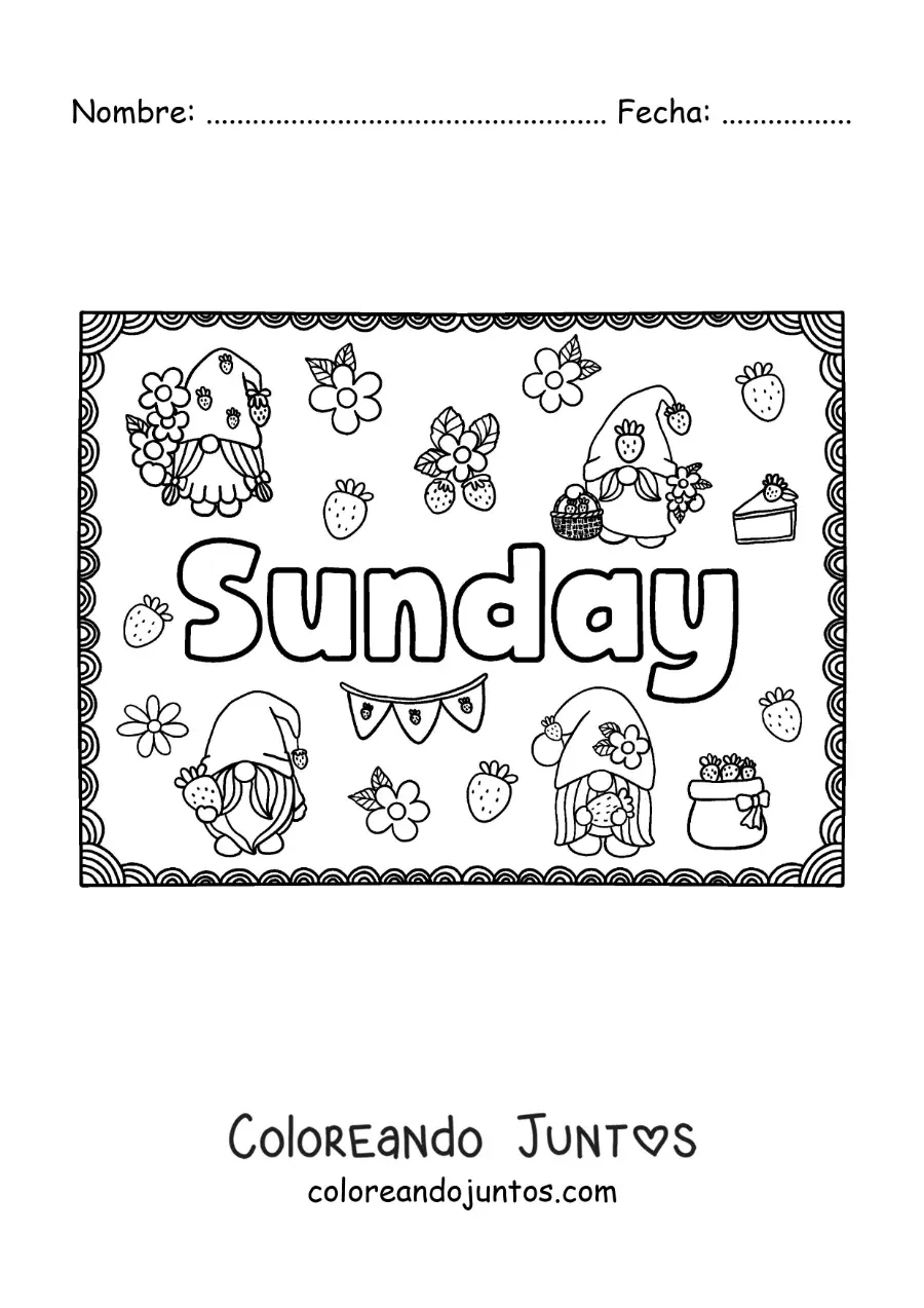 Imagen para colorear de cartel de sunday con dibujos animados