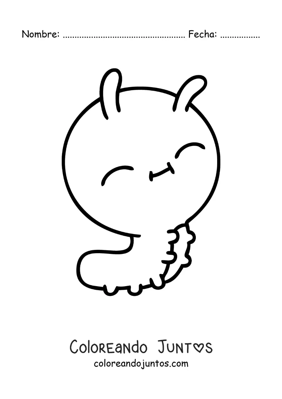 Imagen para colorear de una oruga kawaii