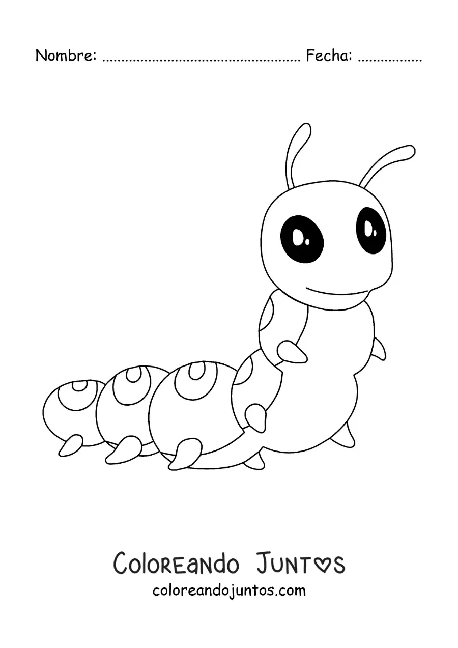 Imagen para colorear de una oruga animada grande