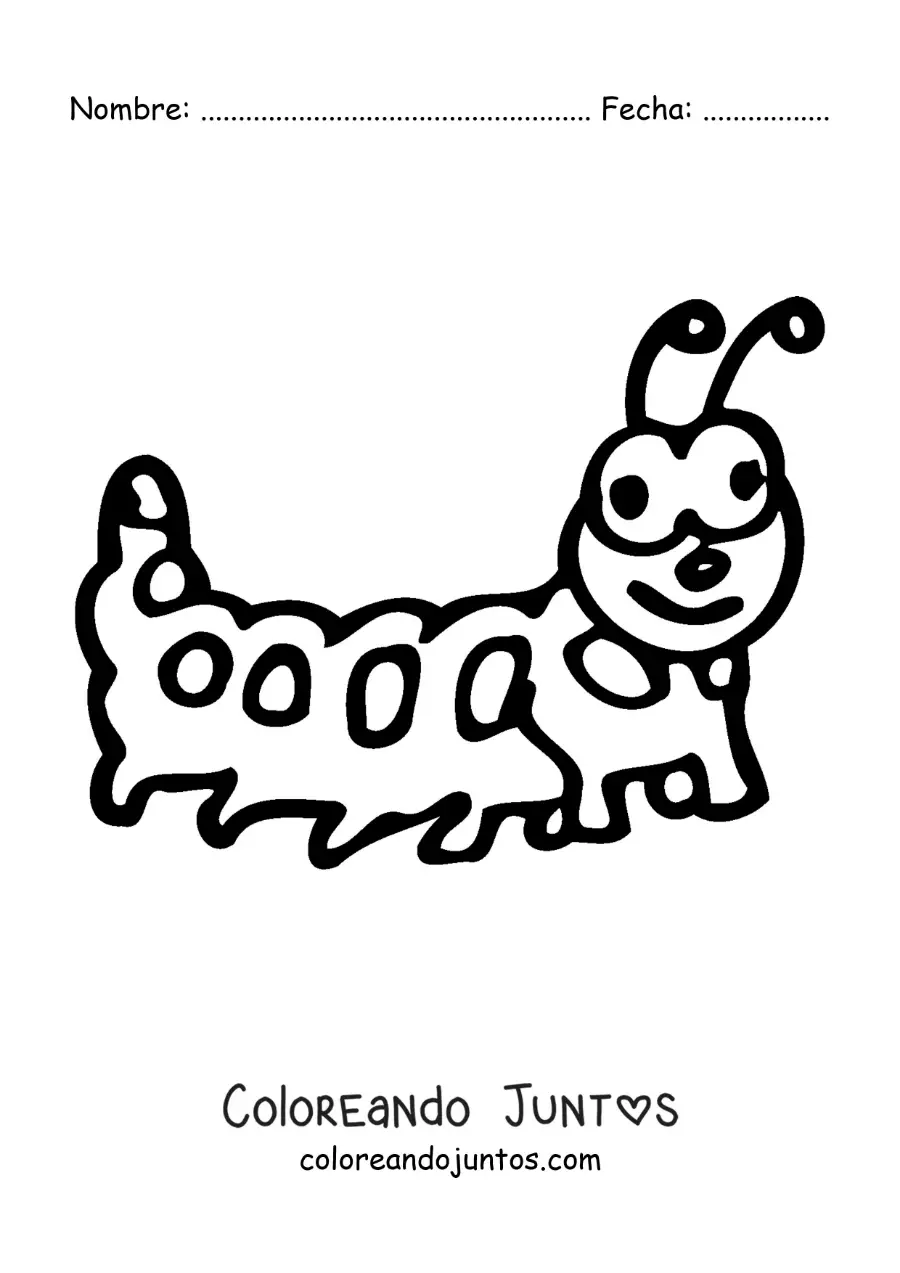 Imagen para colorear de una oruga en caricatura