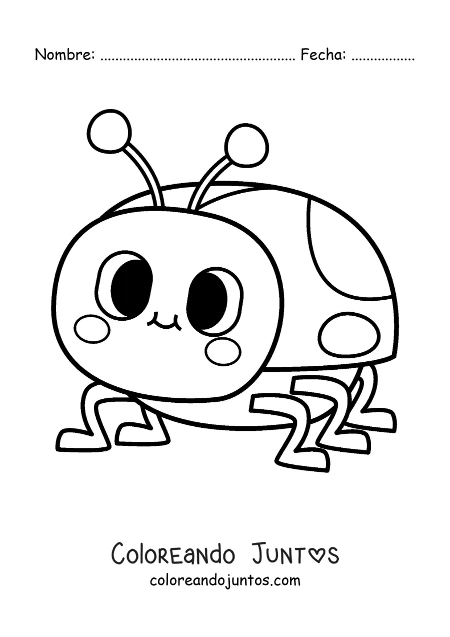 Imagen para colorear de una mariquita animada kawaii
