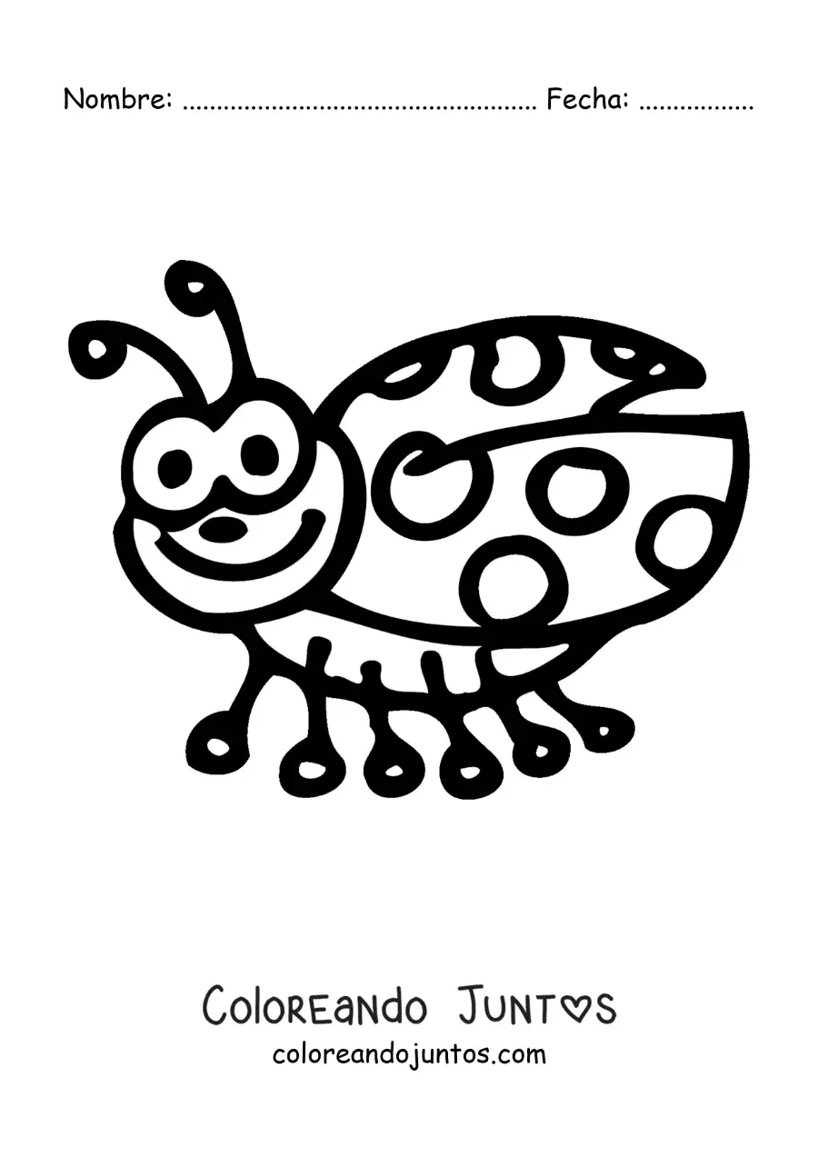 Imagen para colorear de una mariquita infantil