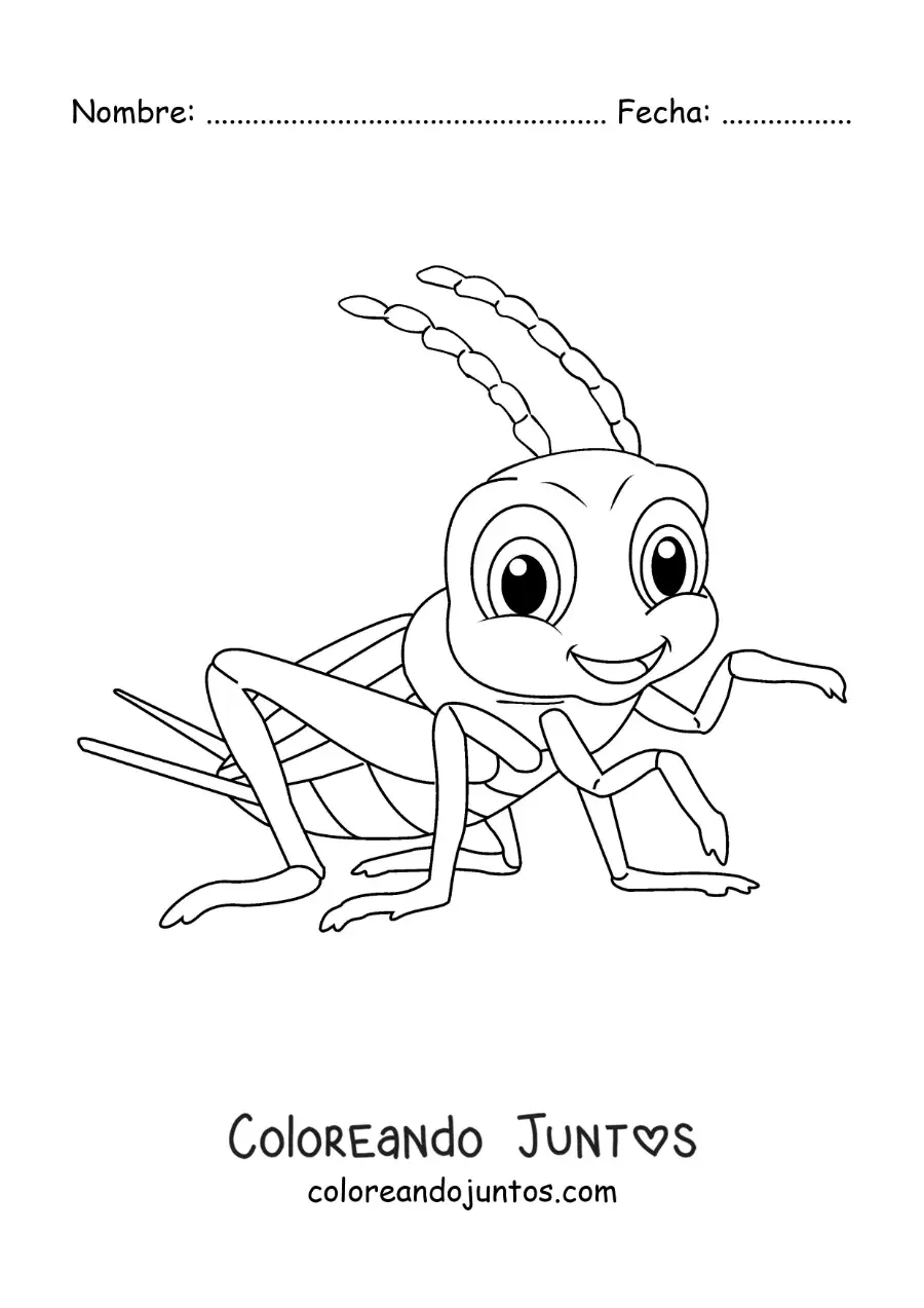 Imagen para colorear de un grillo animado
