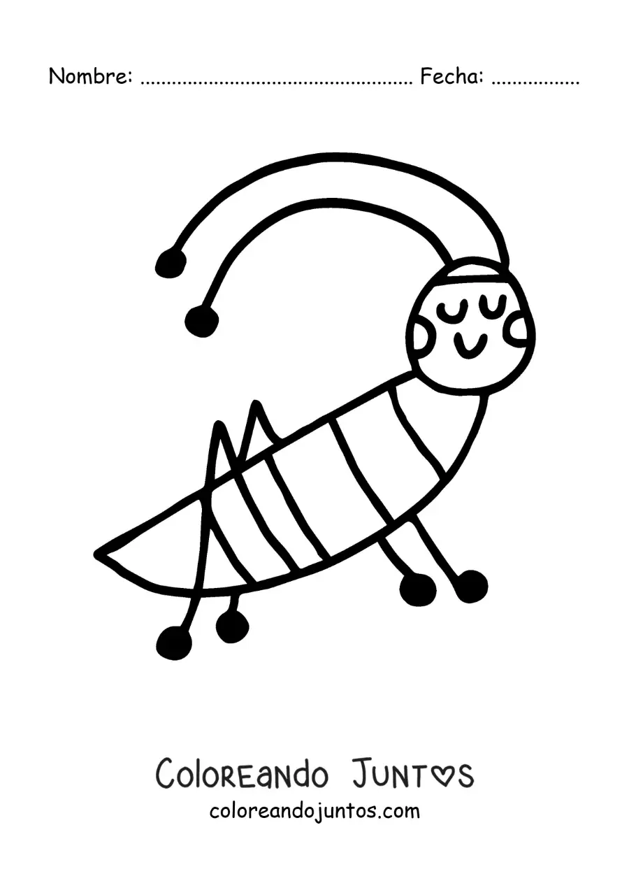 Imagen para colorear de un grillo animado fácil
