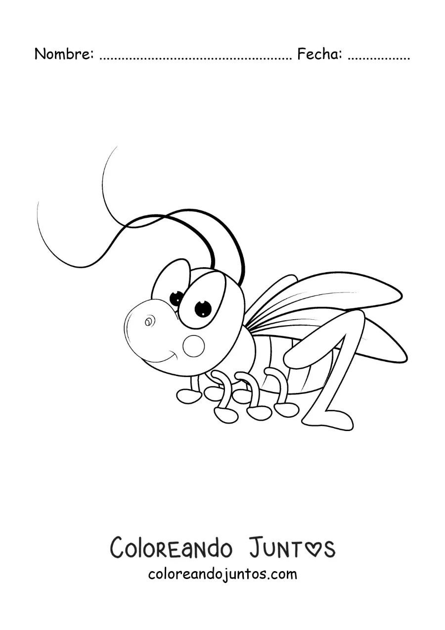 Imagen para colorear de un chapulín animado