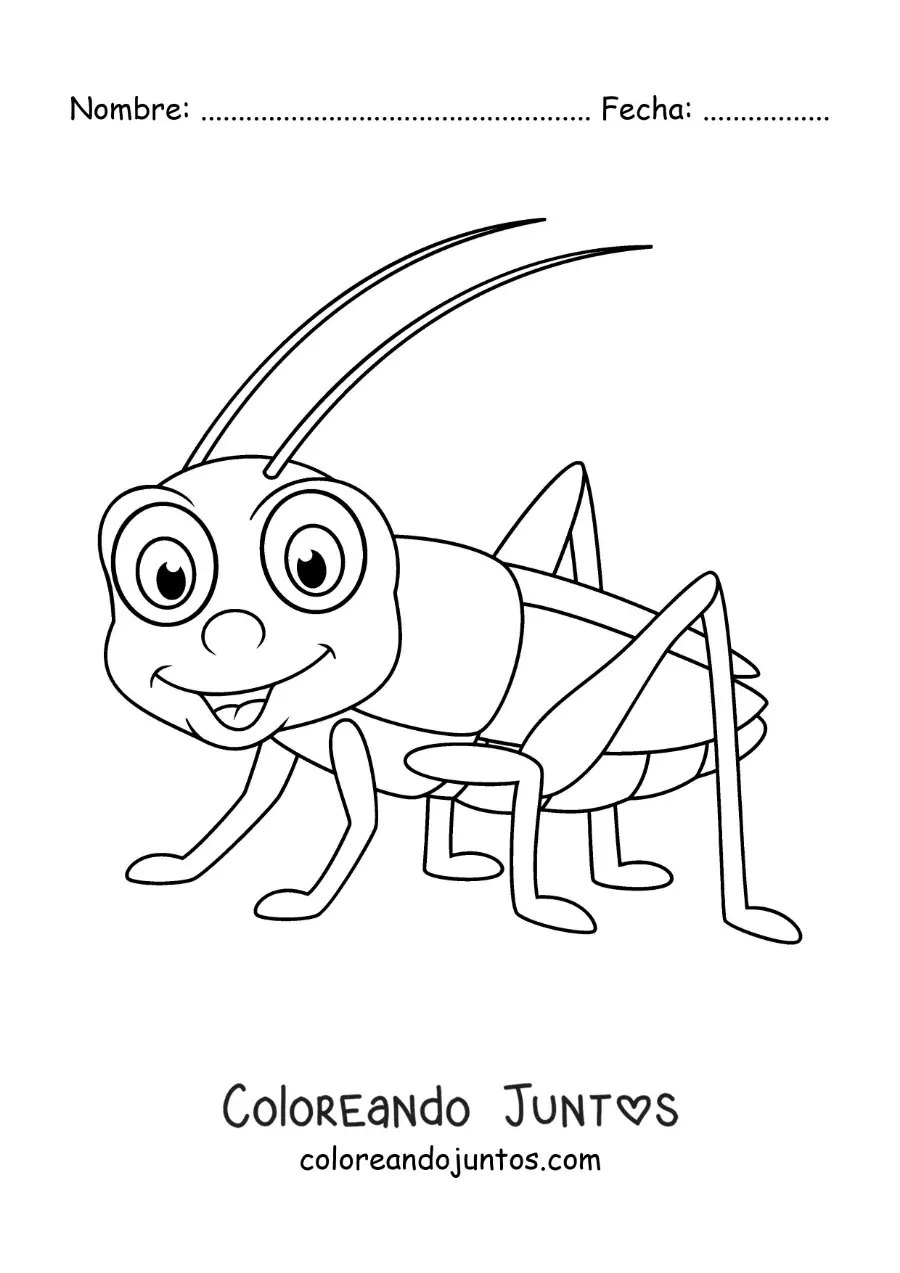 Imagen para colorear de un grillo en caricatura